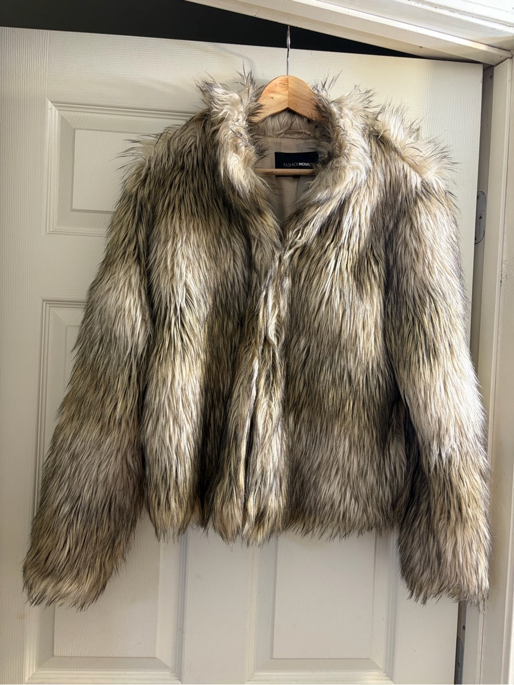 Fashion Nova Multicolor Taupe Faux Fur Teddy Jacket